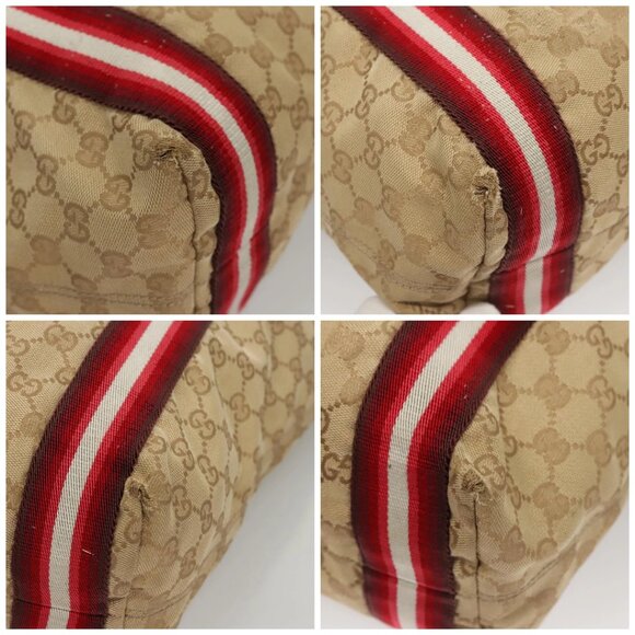 GUCCI GG Canvas Sherry Line Tote Bag Beige Red 189669 Auth BA1983 - Picture 14 of 16
